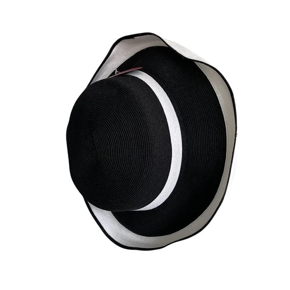 CANADIAN HAT Wide Brim Claire Sun Hat With UPF 50+ Black With White One Size